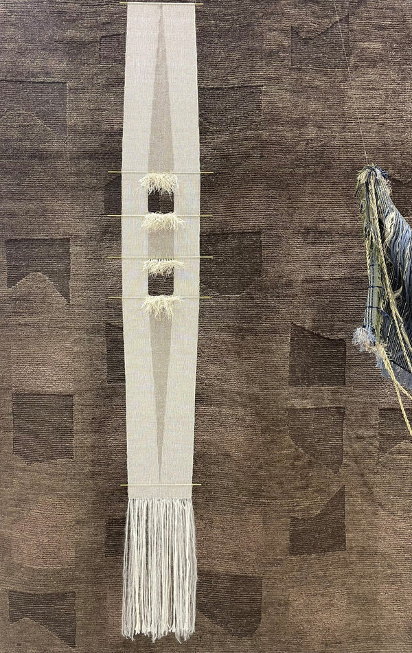 Claudia Bloxsome, I Can Still See it Through, shetland wool, cotton, linen and brass, 2024